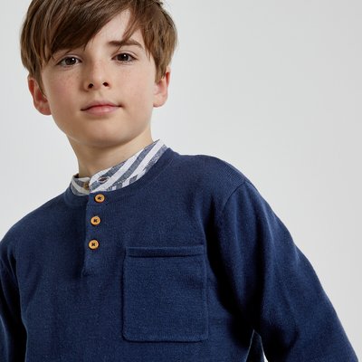 Fine Knit Jumper with Grandad Collar LA REDOUTE COLLECTIONS