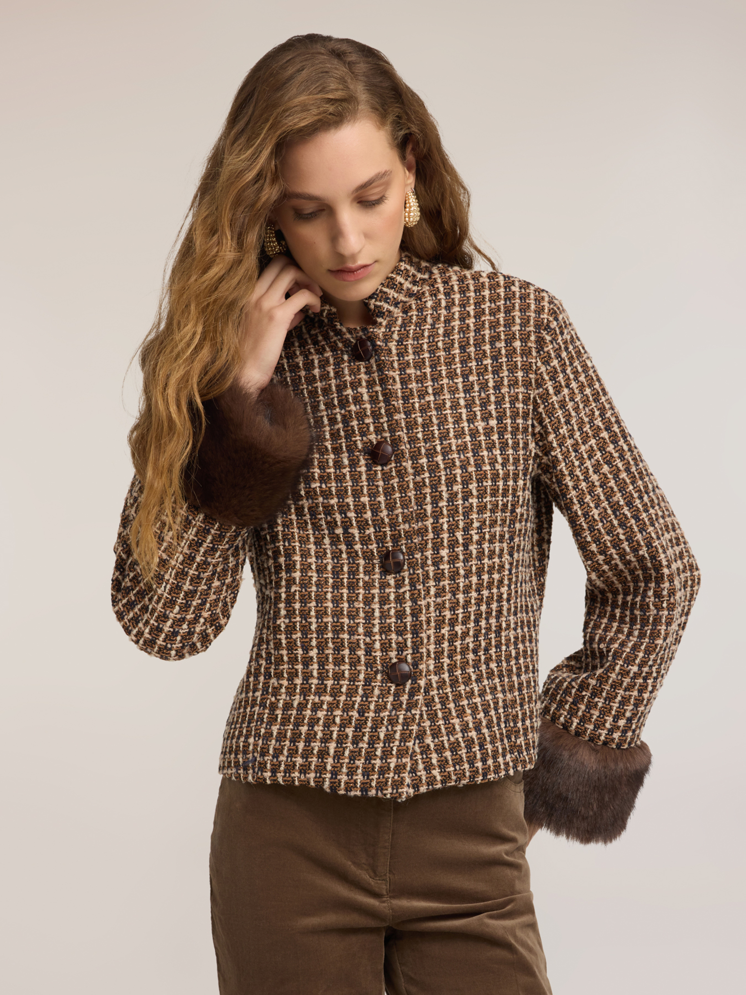 Veste courte à motif check, MOTIVI