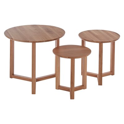 Set of 3 Solid Oak Side Tables SO'HOME