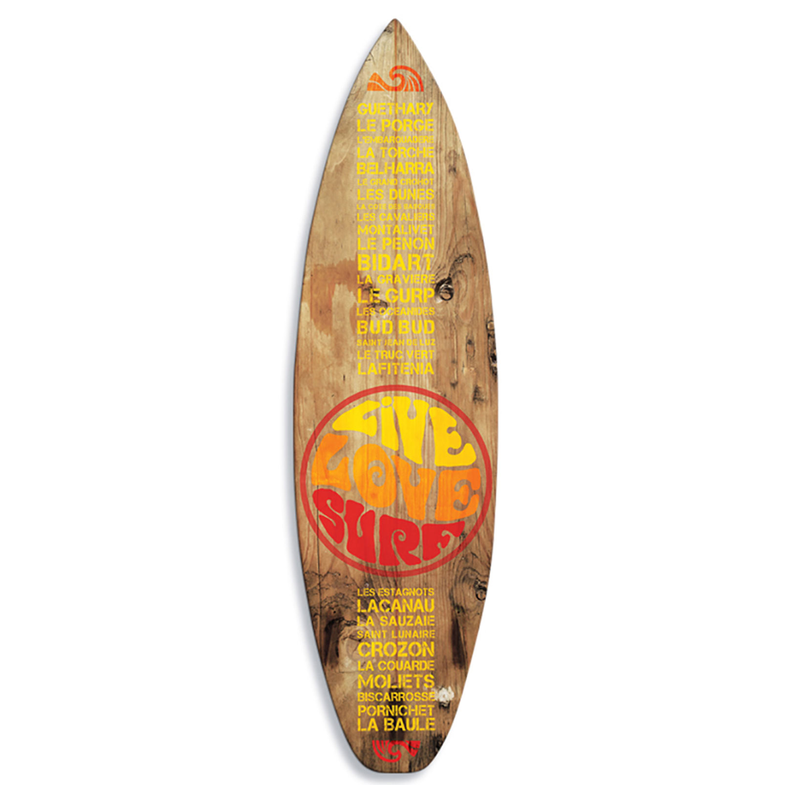Planche de surf décorative live love surf, HEXOA