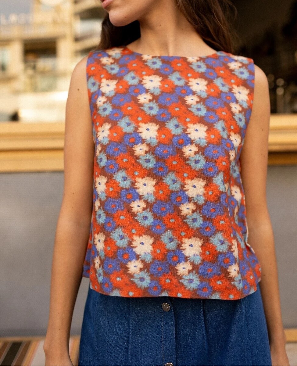 Blouse sans manches imprimé floral, HEMI, APACHES COLLECTIONS