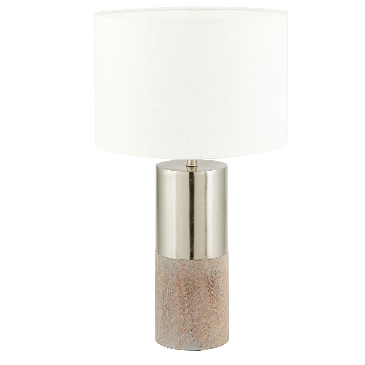 Grey wood and silver metal table lamp silver coloured So home