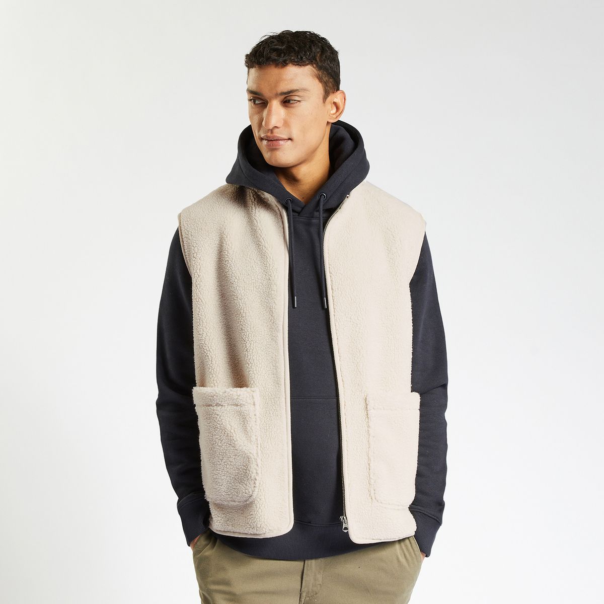 Blouson en sherpa sans manches beige Jules La Redoute