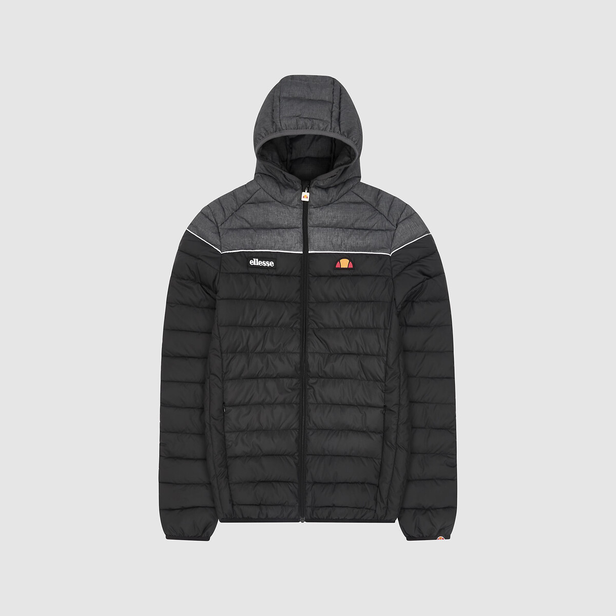 Doudoune a capuche petit logo gris noir Ellesse La Redoute