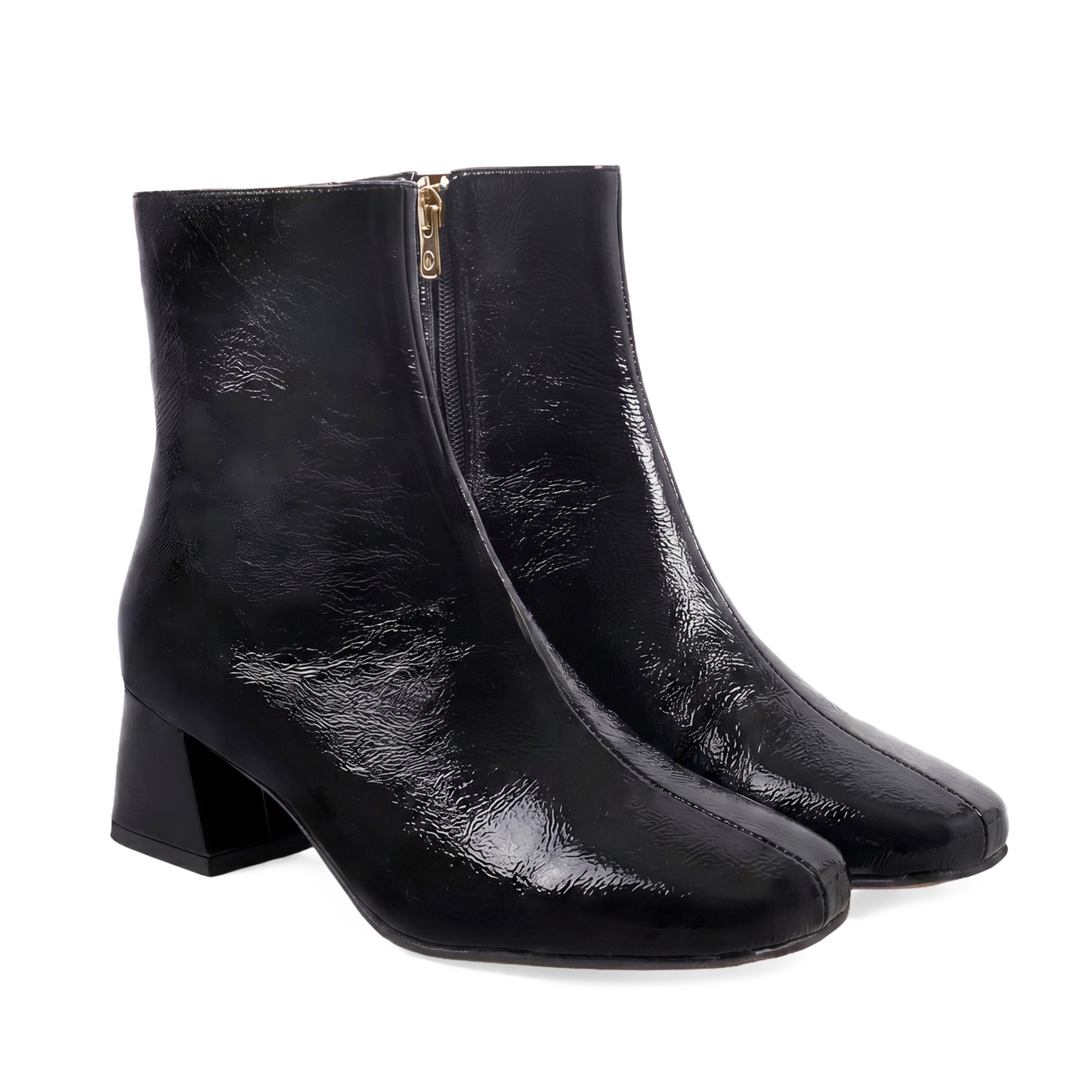 Bottines moyen talon carré Diane cuir vernis, JULES & JENN