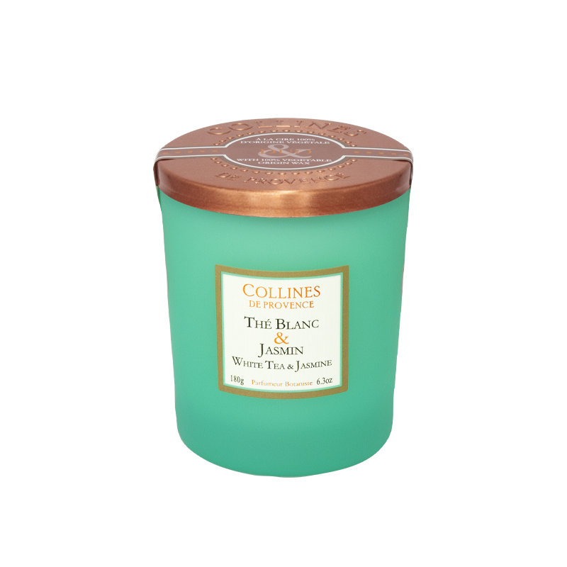 Bougie Parfumée Colorée THÉ BLANC & JASMIN, COLLINES DE PROVENCE