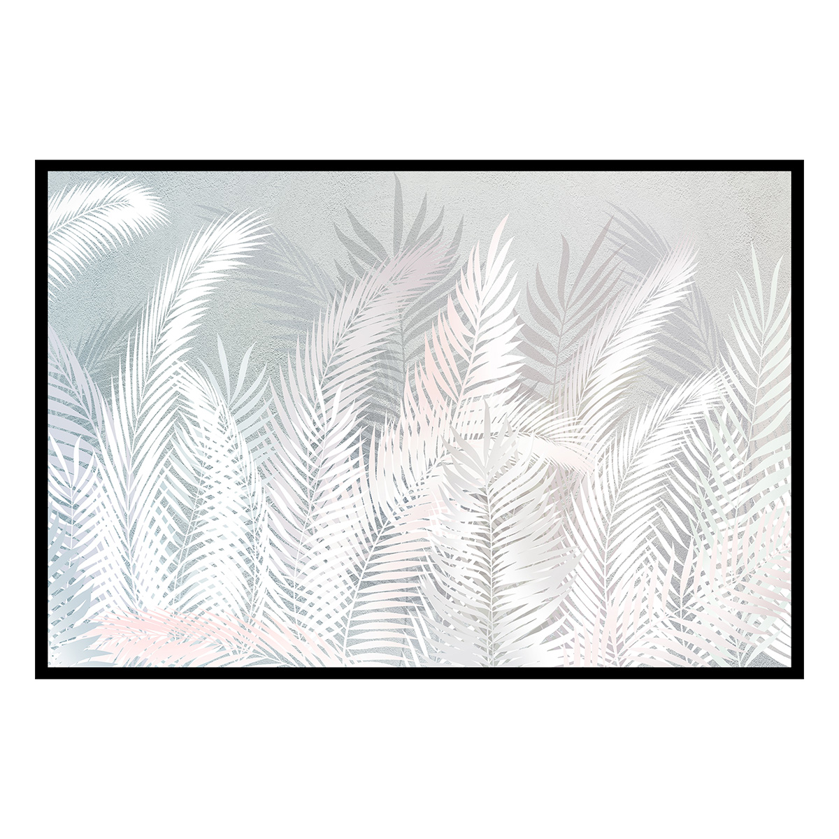 Affiche encadrée feuillage tropical pastel, HEXOA