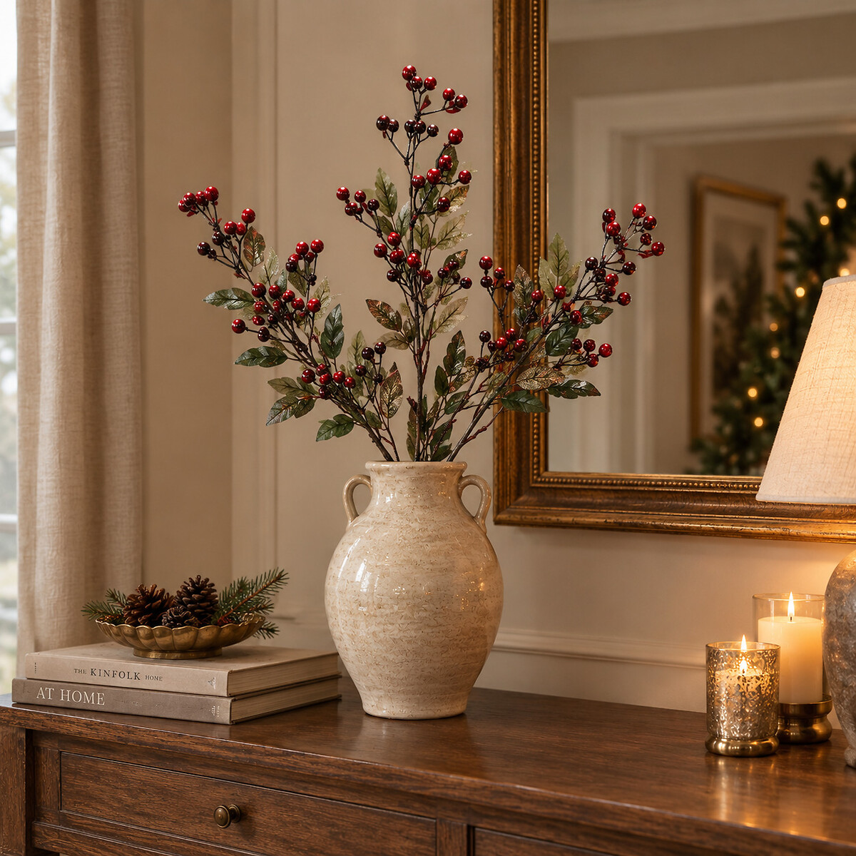 Set of 3 62cm Heritage Noel Mixed Red Berries Stems, SO'HOME