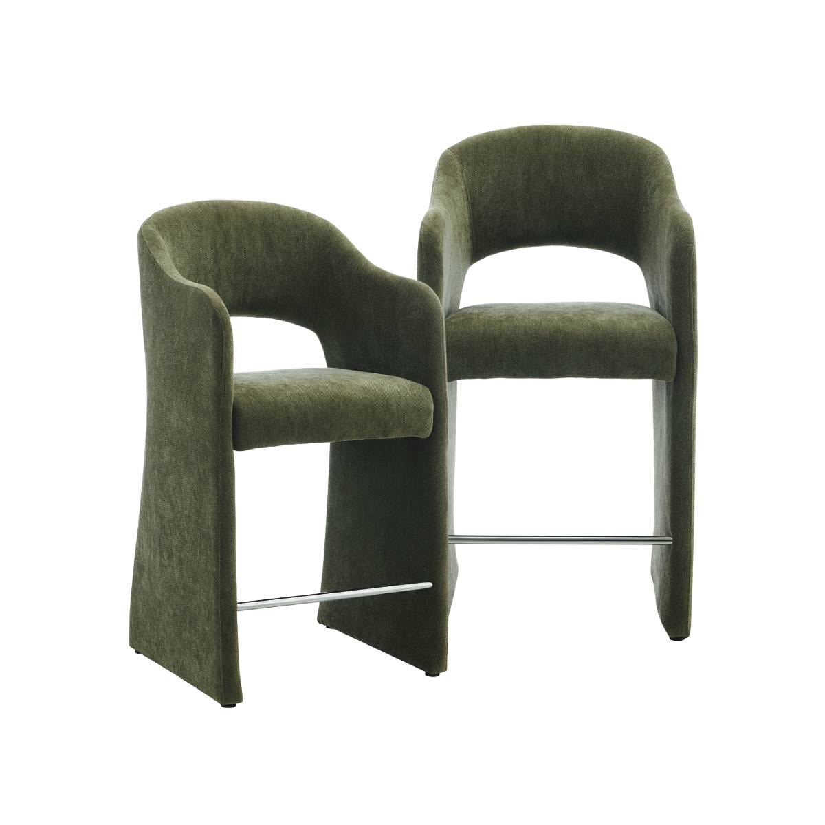 Lot de 2 tabourets de bar en tissu SÉPHIRA, MADE IN MEUBLES