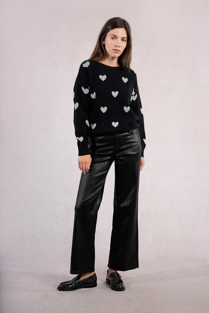 Ybing Maglione da donna a 3/4, con stampa a cuore, a maniche lunghe
