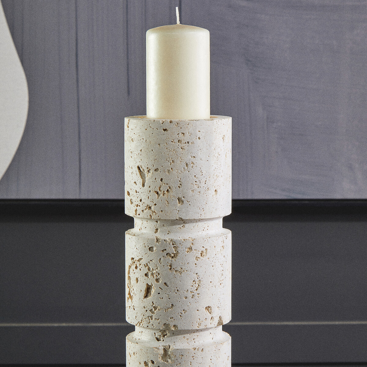 32cm Tibor Travertine Candle Holder, FIFTY FIVE SOUTH