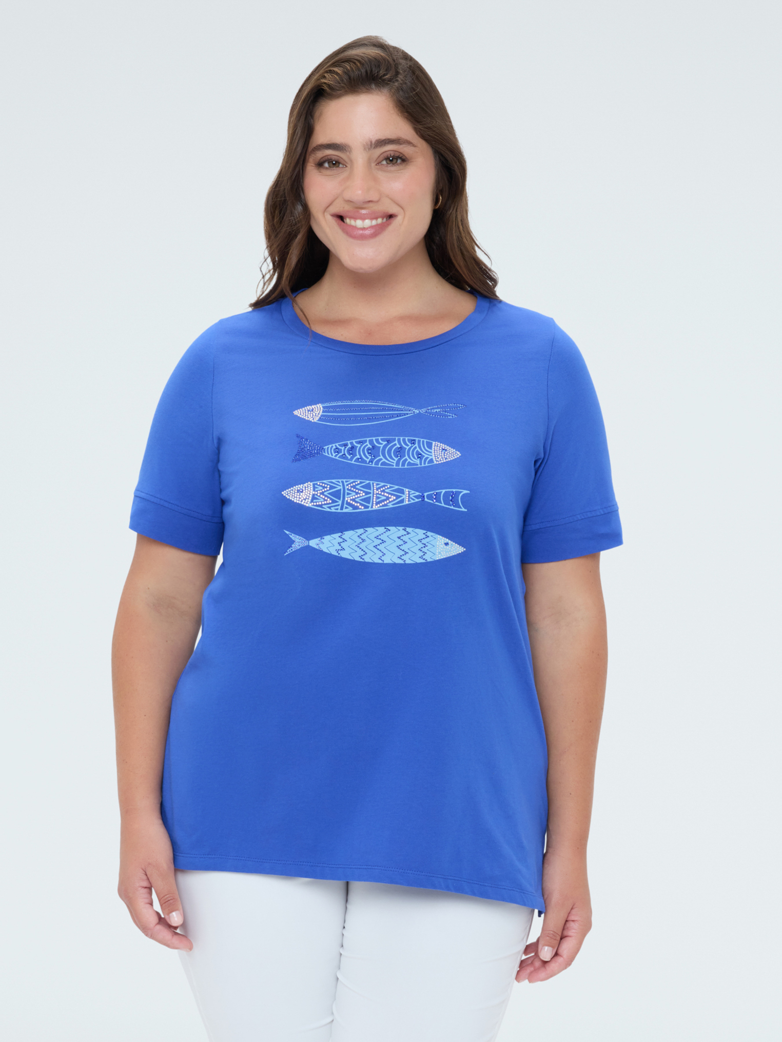 T-shirt avec imprimé et perles, FIORELLA RUBINO