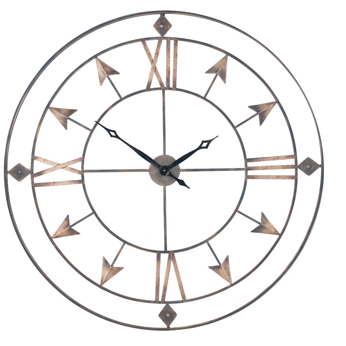 120cm Antique Grey and Gold Metal Round Wall Clock, ÉDITÉ