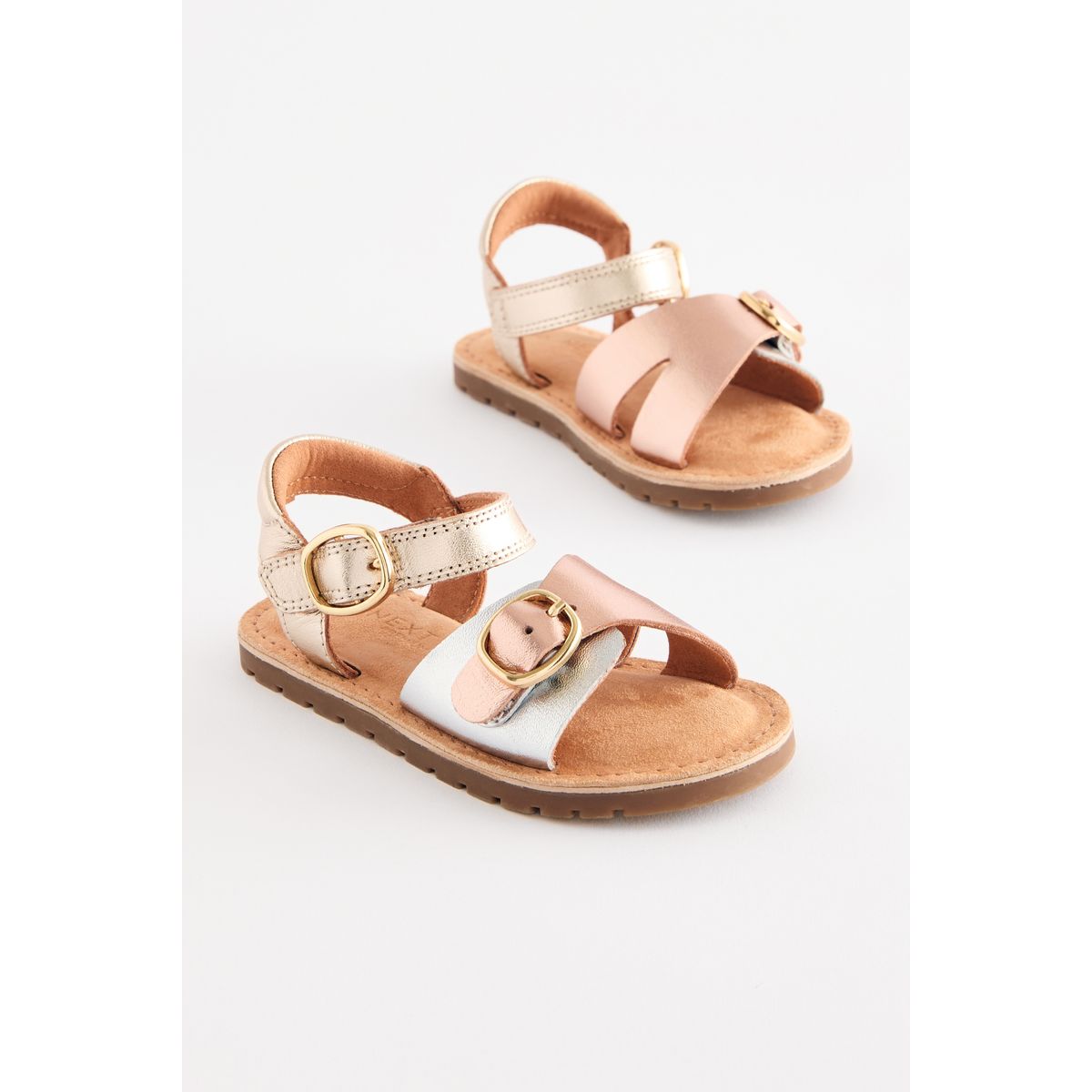 Sandales en cuir à scratch avec boucle, NEXT
