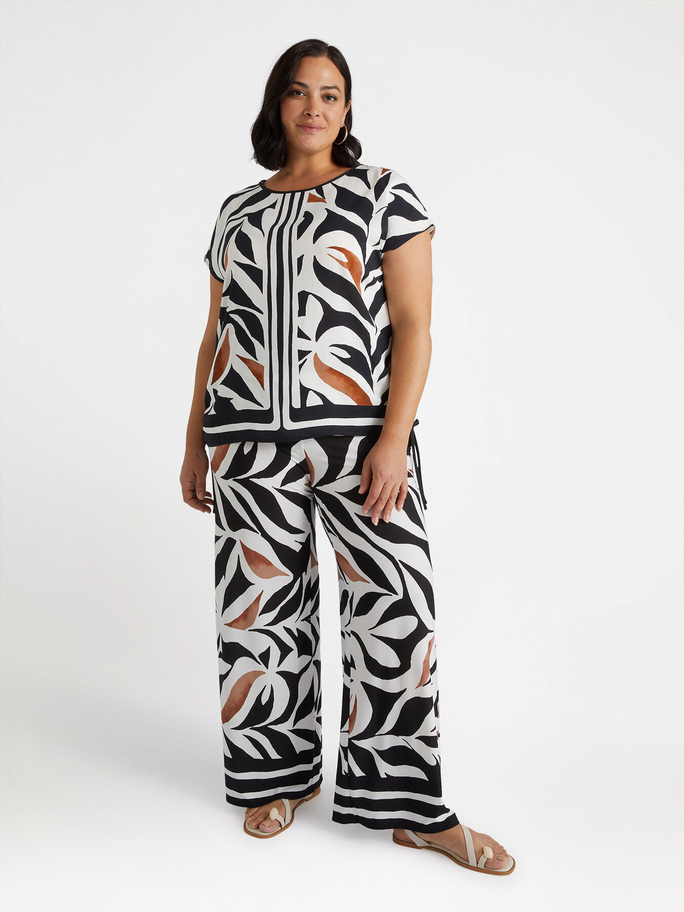 Pantalon à imprimé feuillage, FIORELLA RUBINO