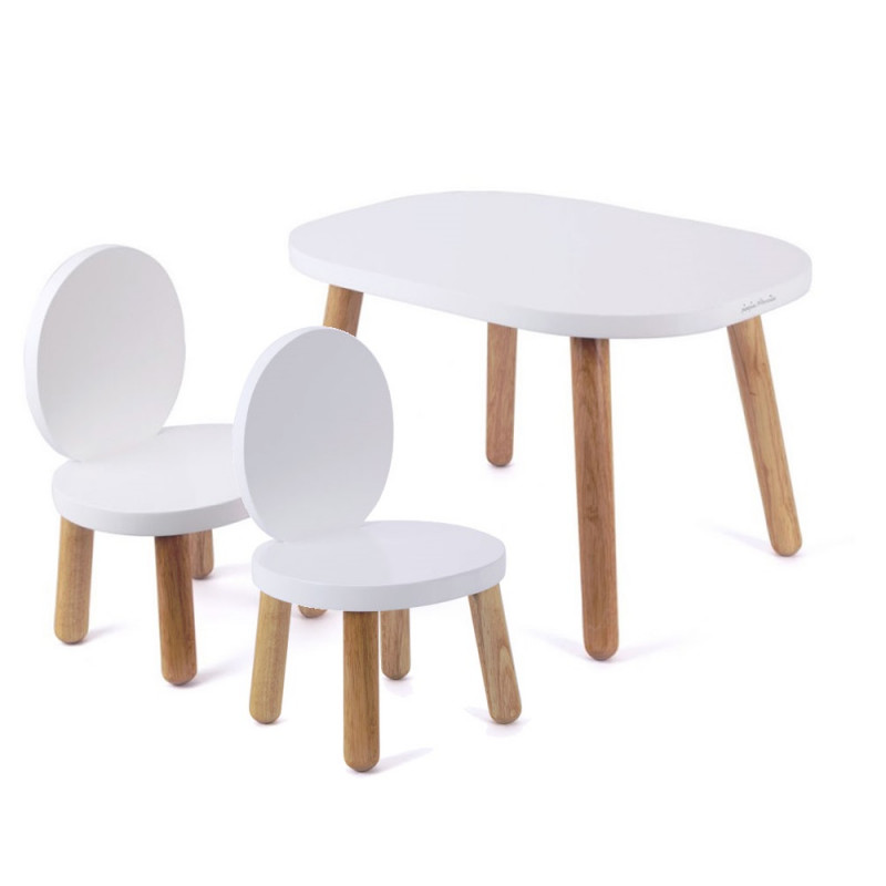 Ensemble Table et Chaises Enfant Ovaline Blanc 1-4 ans, PIOUPIOU ET MERVEILLES