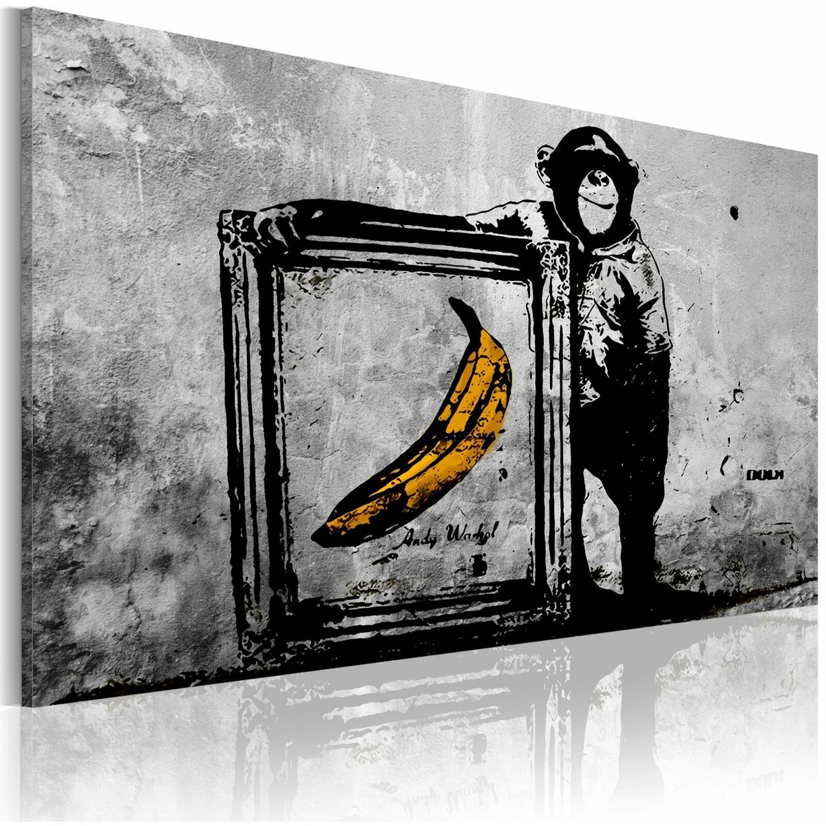 Tableau à peindre singe banksy street art graffiti Couleur jaune et gris  Artgeist