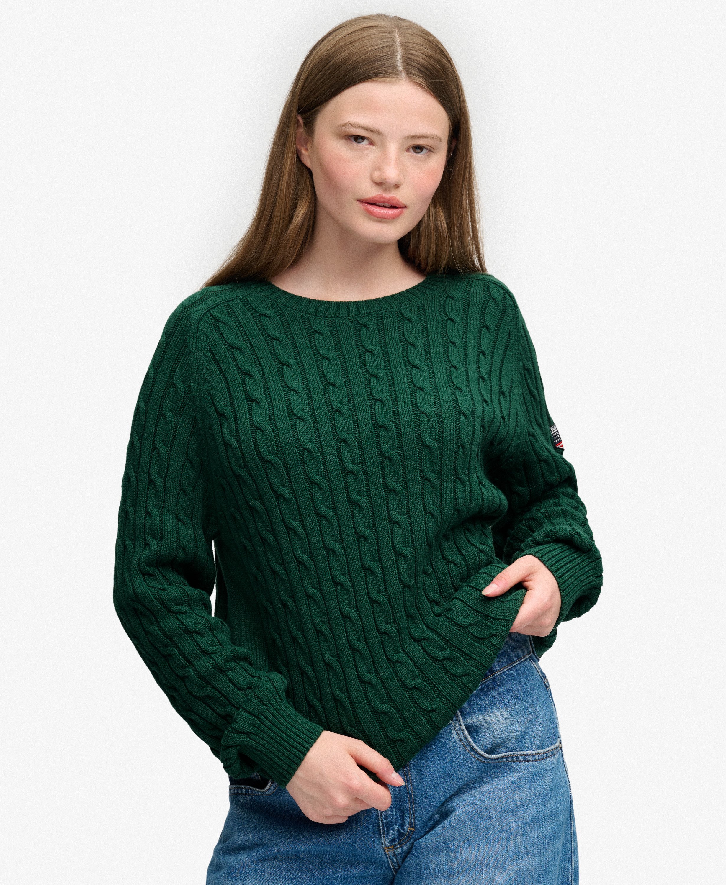 Pull en maille torsadée décontracté, SUPERDRY