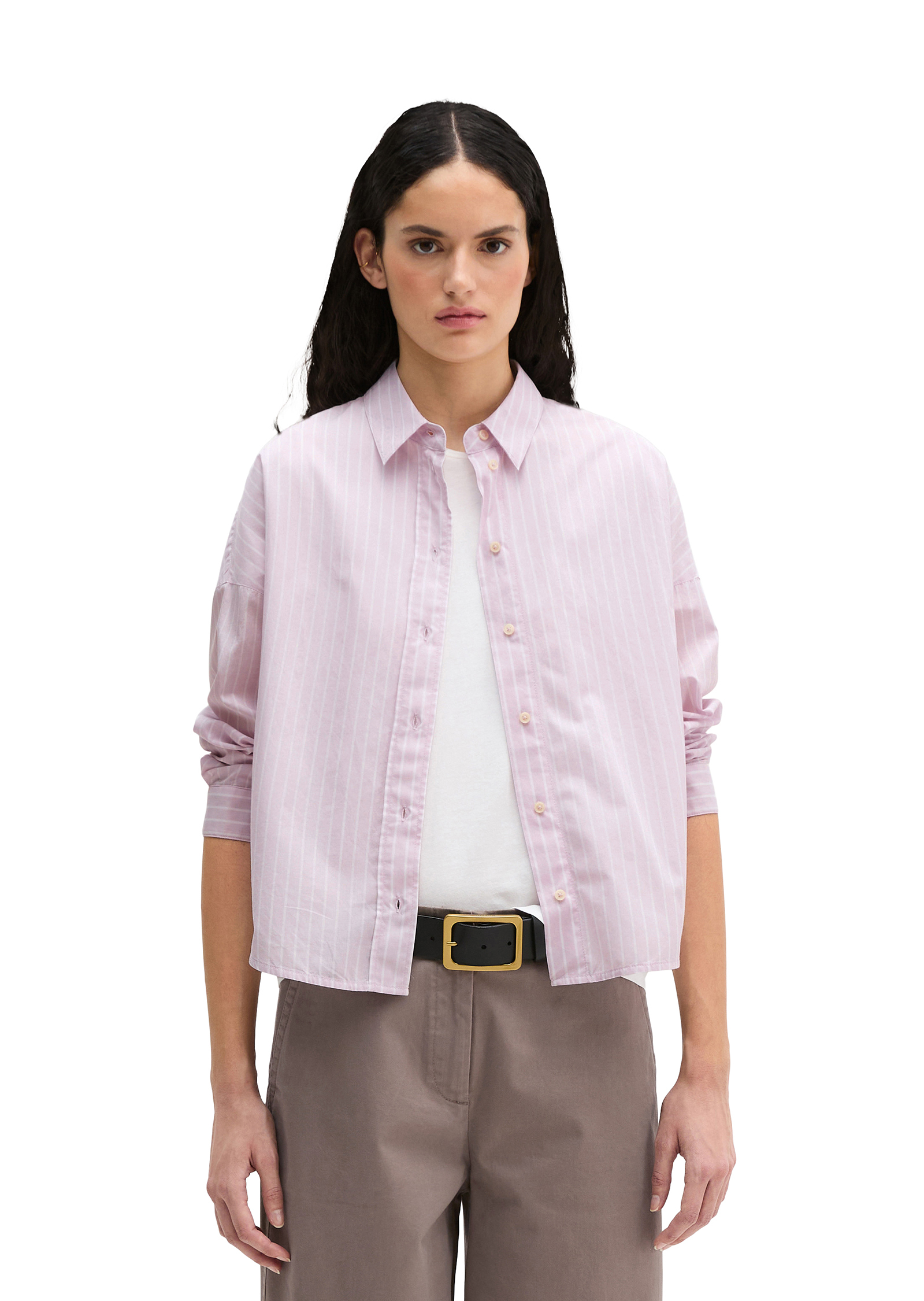 Blouse à rayures loose en coton chambray, MARC O'POLO