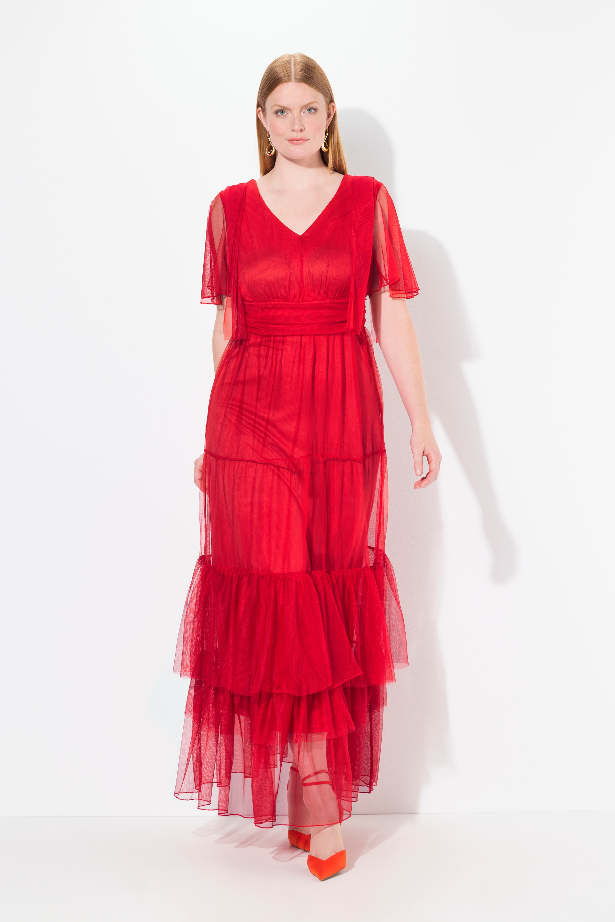 Robe maxi drapée en mesh, ULLA POPKEN