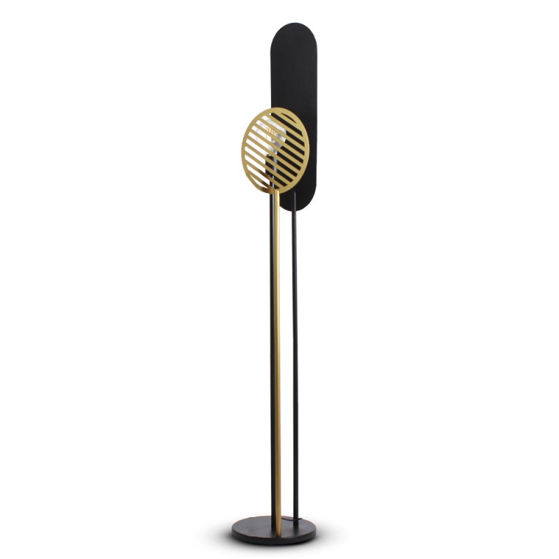 Lampadaire Totem Métal Or Et Noir Martelé, MILLUMINE