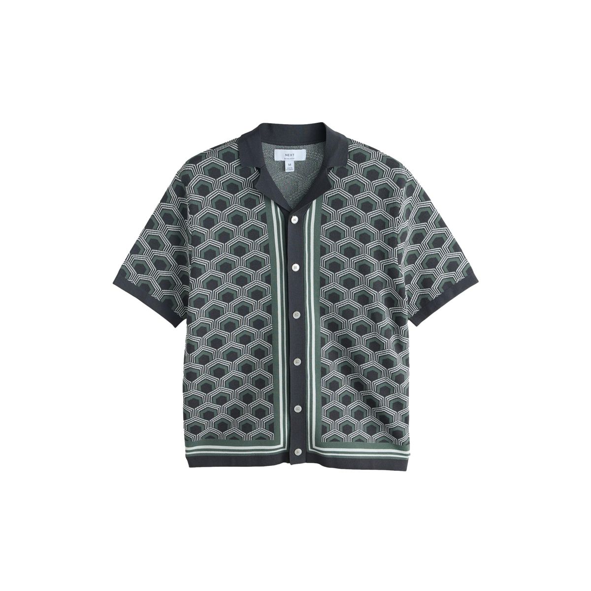 Chemise col cubain en maille à géométries, NEXT
