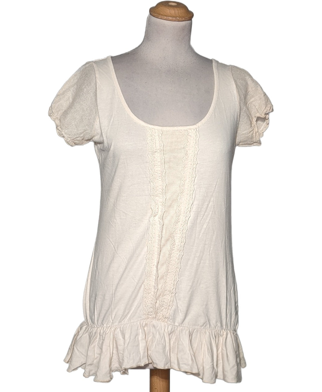 Top Manches 3/4 Beige à Motifs - Taille S - Marque Dandy's - État Très Bon - Léger Et Fluide