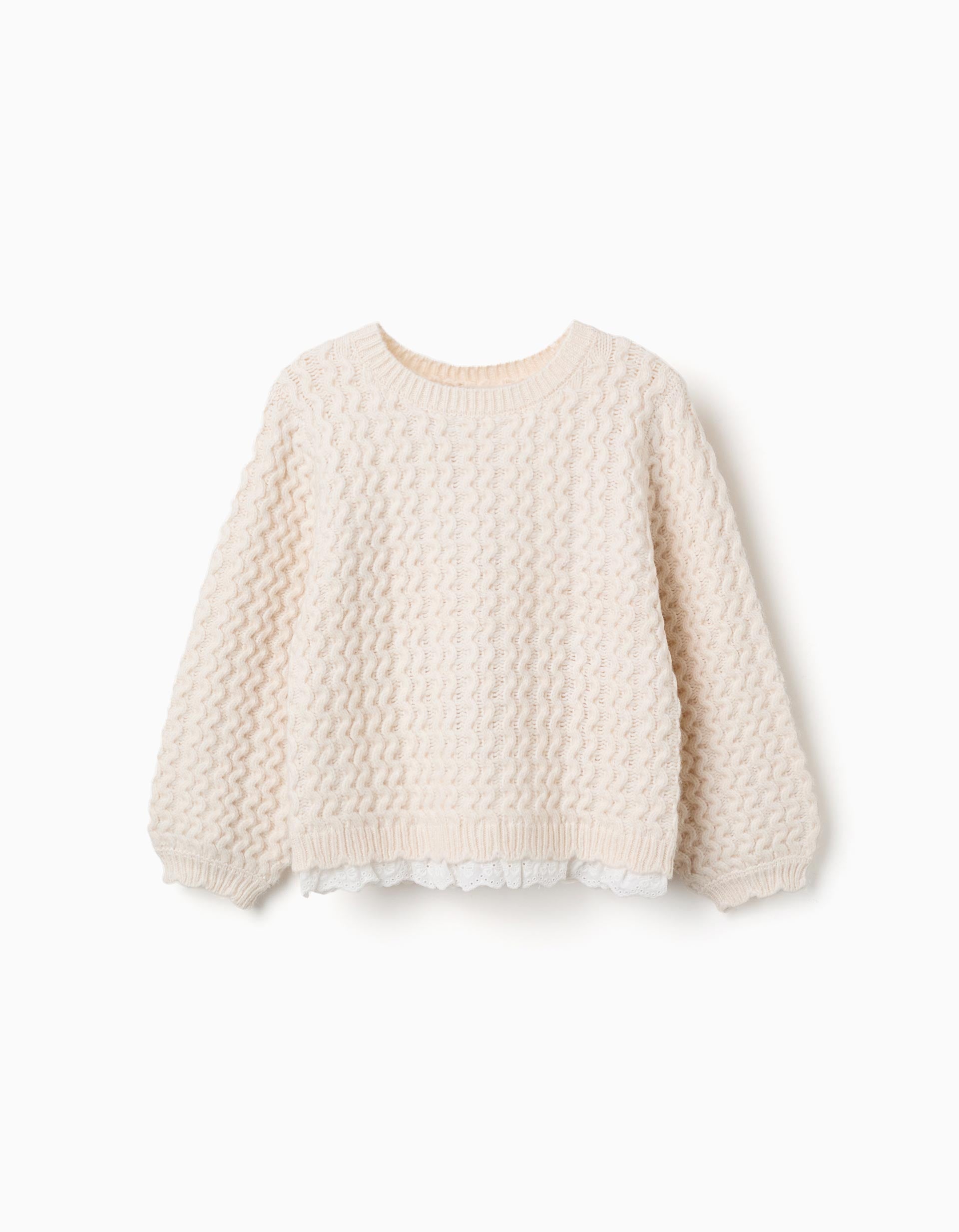 Pull en maille épaisse avec broderie anglaise, ZIPPY