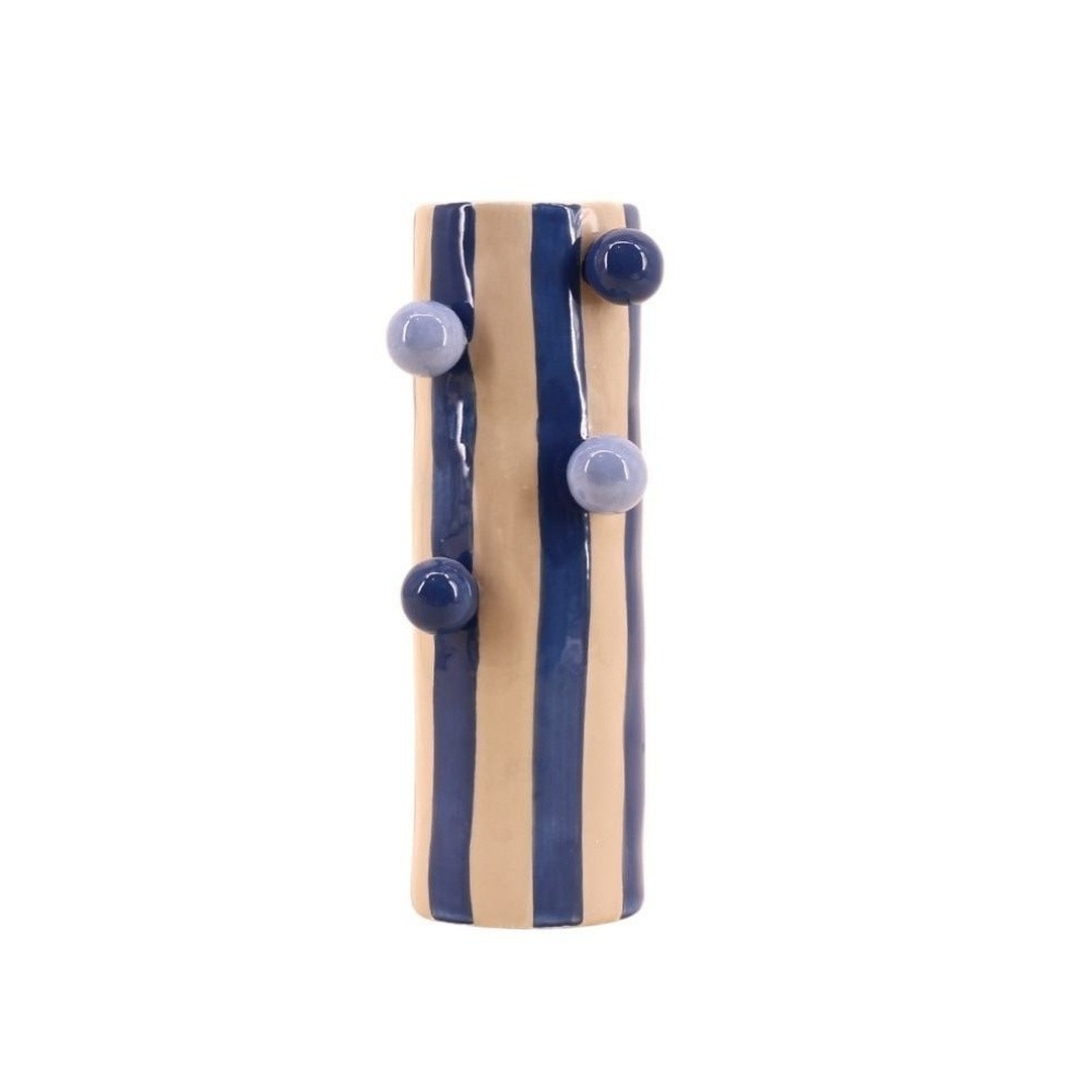 Vase rayé avec perles, H25cm, KERSTEN