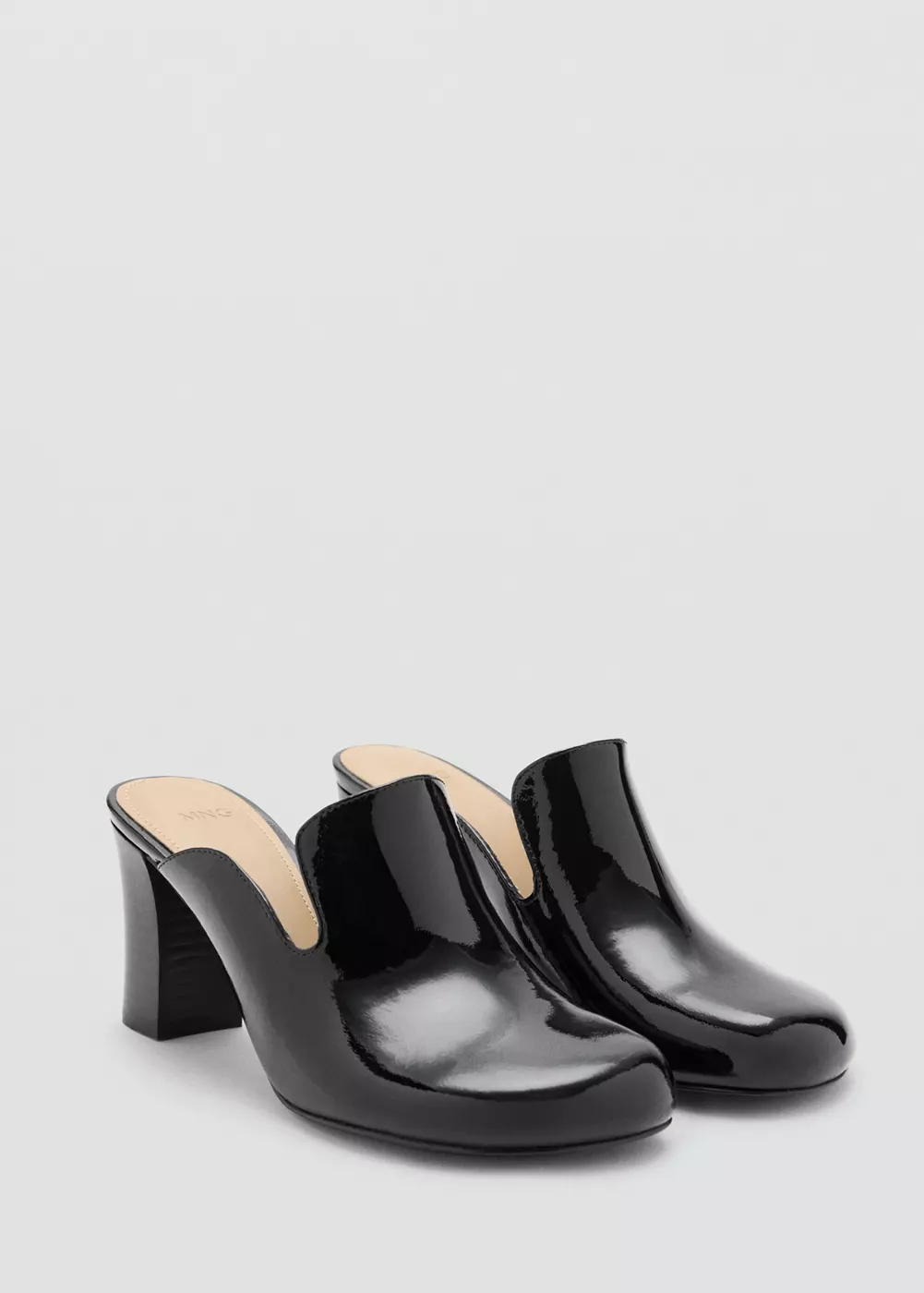 Chaussures talon cuir vernies, MANGO