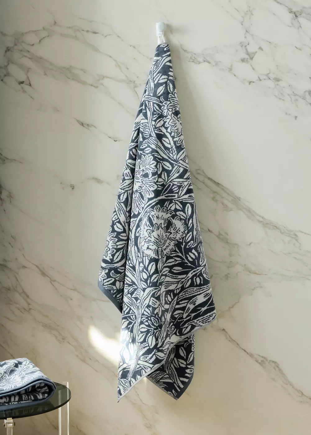 Drap de bain coton bouclette jacquard fleuri, MANGO HOME