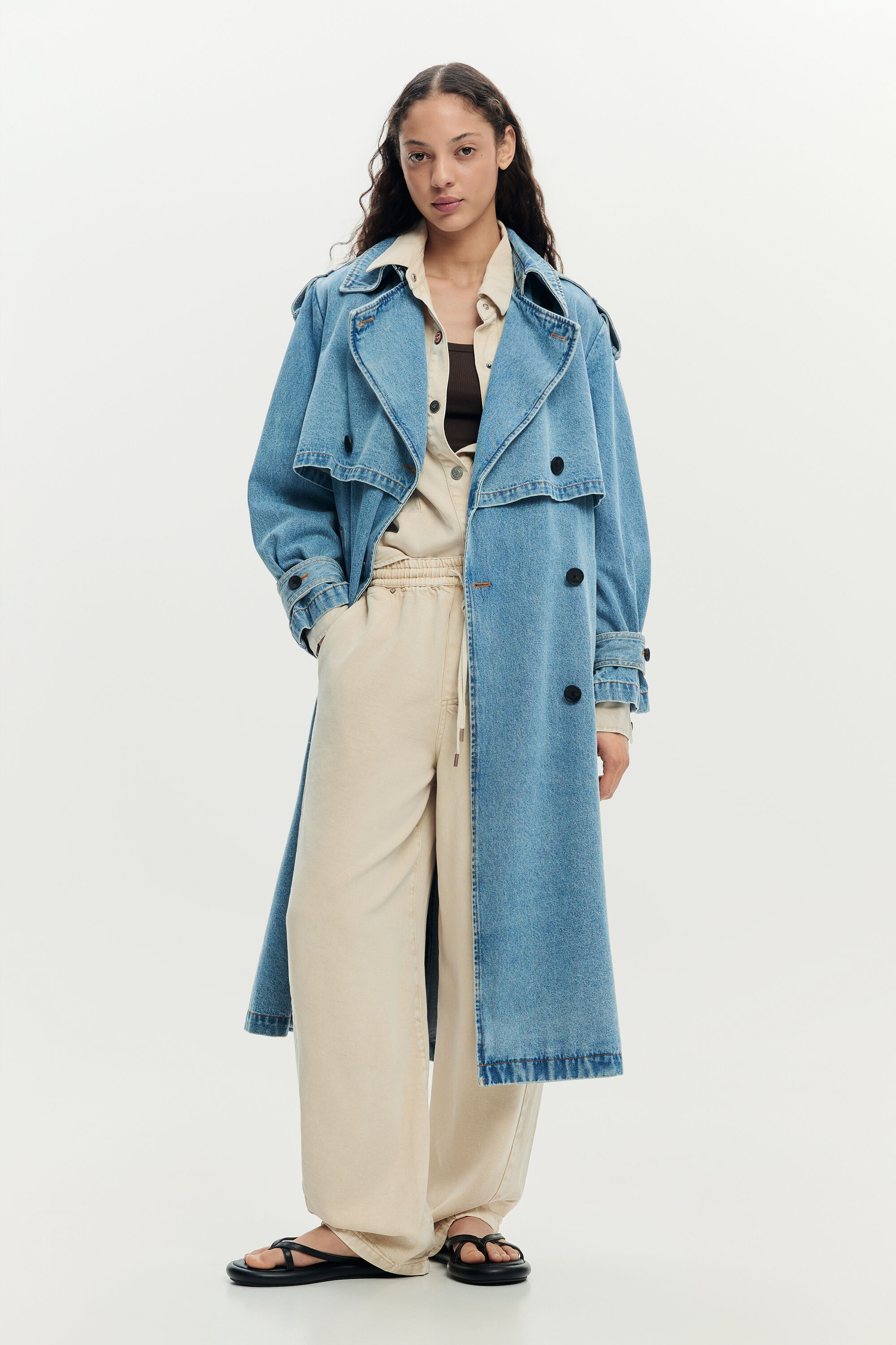 Trench en denim avec ceinture, DESIGUAL