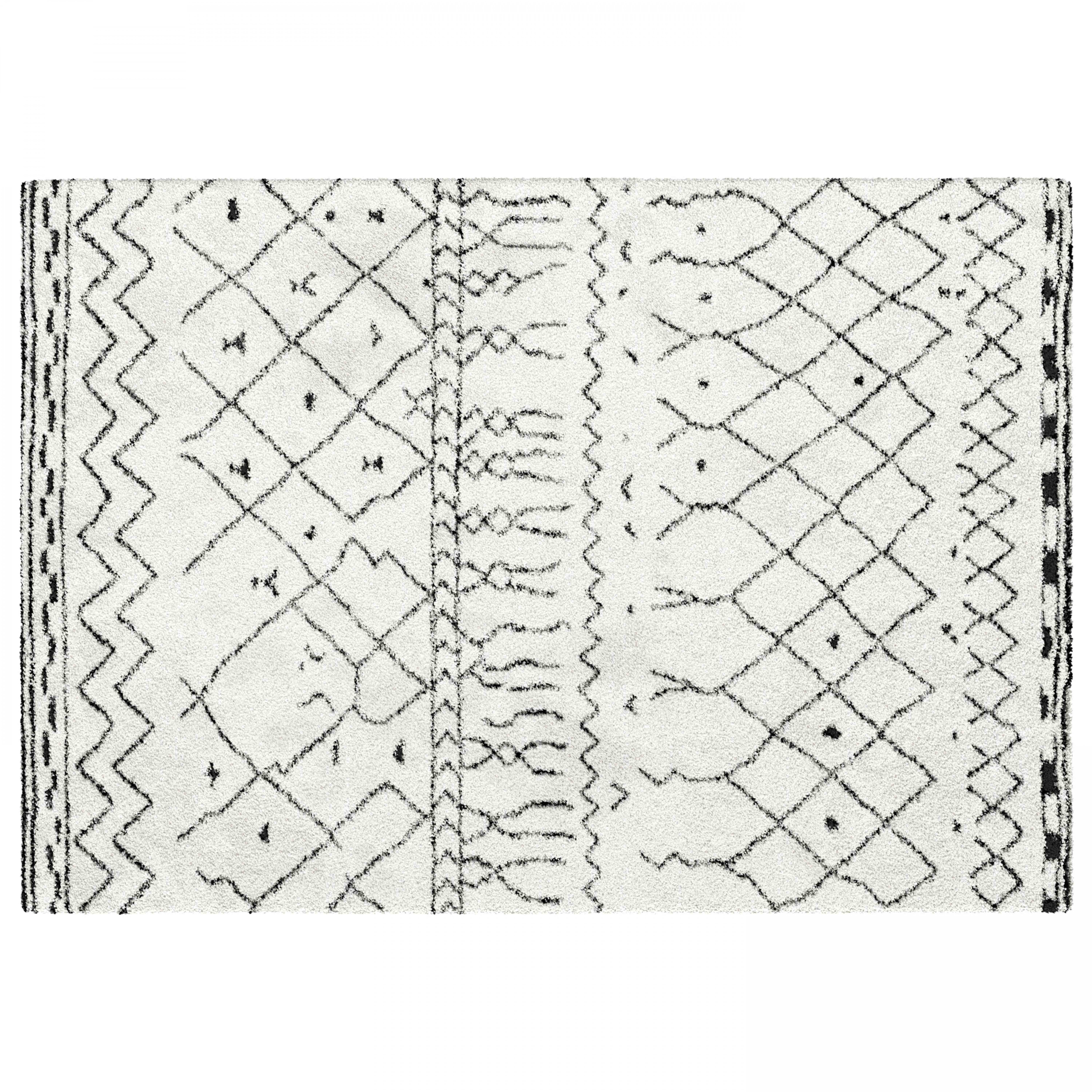 Tapis uni blanc à poils longs, OVIALA