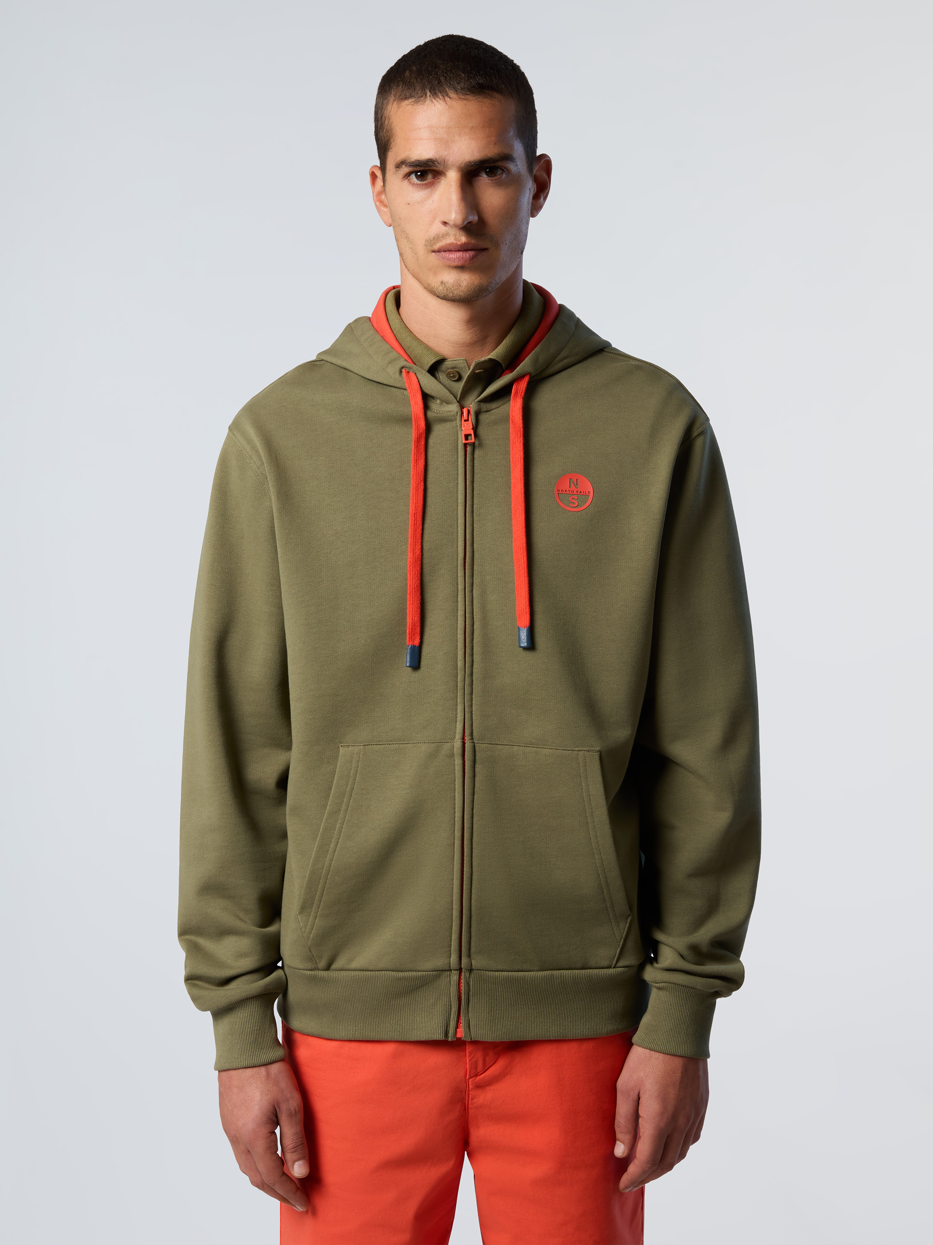 Sweat à capuche entièrement zippé avec patch logo, NORTH SAILS