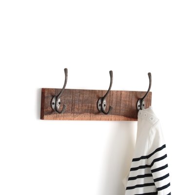 Wall-Mounted Wooden Coat Rack with 3 Metal Hooks LA REDOUTE INTERIEURS