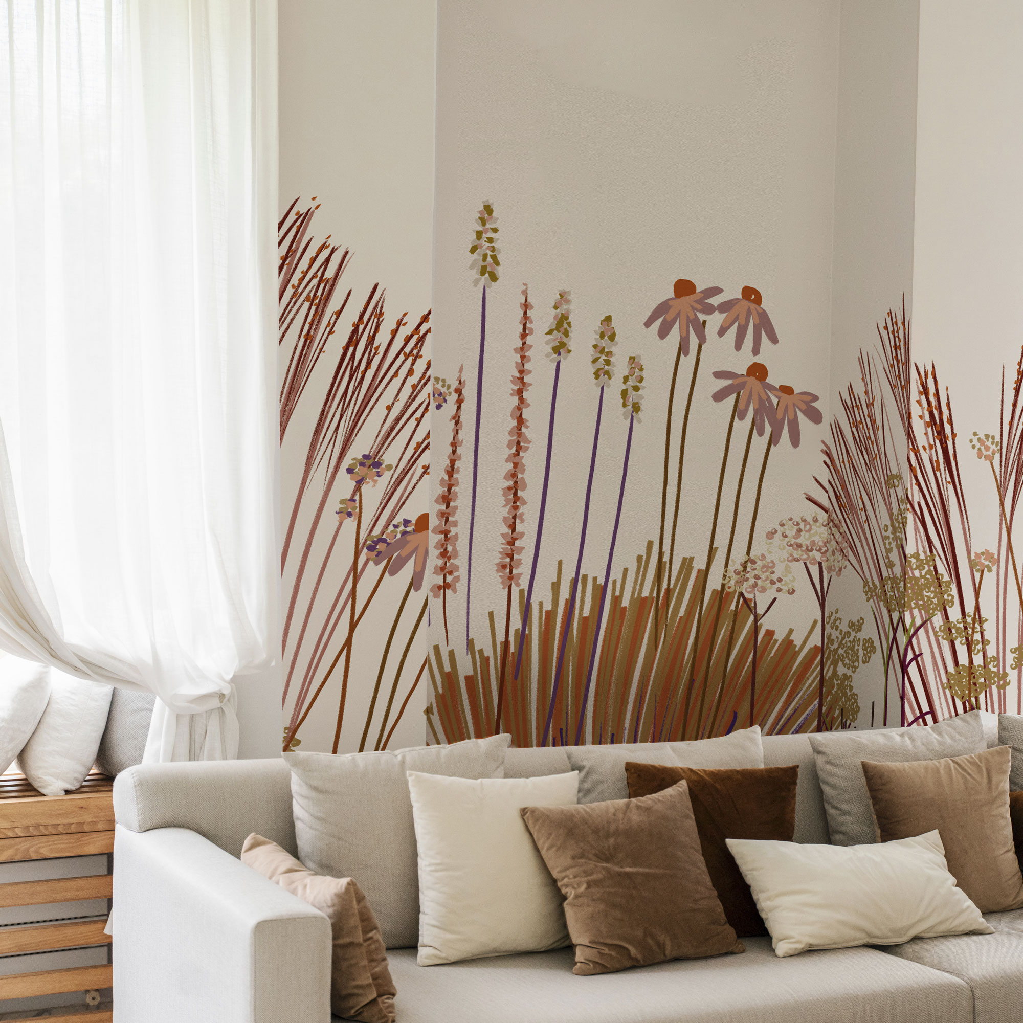 Papier peint panoramique Jardin à l'anglaise, Terracotta 225 x 250cm, ACTE DECO
