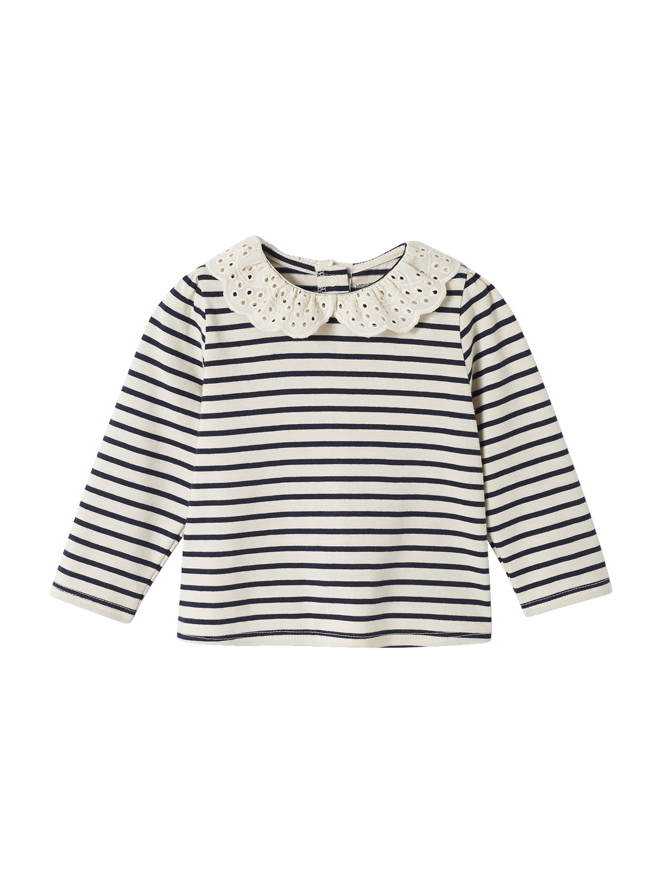 T-shirt col brodé manches longues, VERTBAUDET