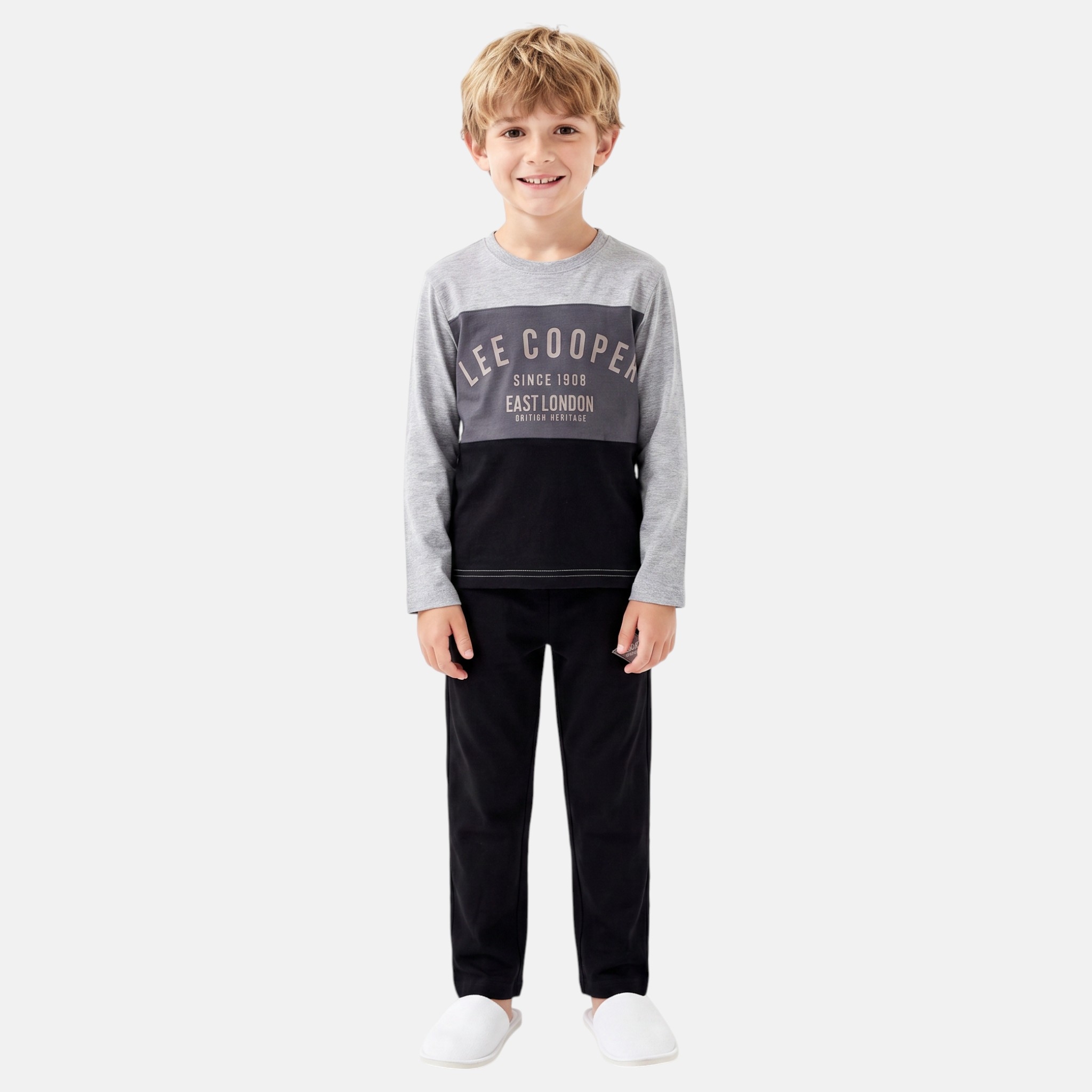 Pyjama imprimé à empiècements contrastés, col rond et manches longues COOL KIDS, LEE COOPER