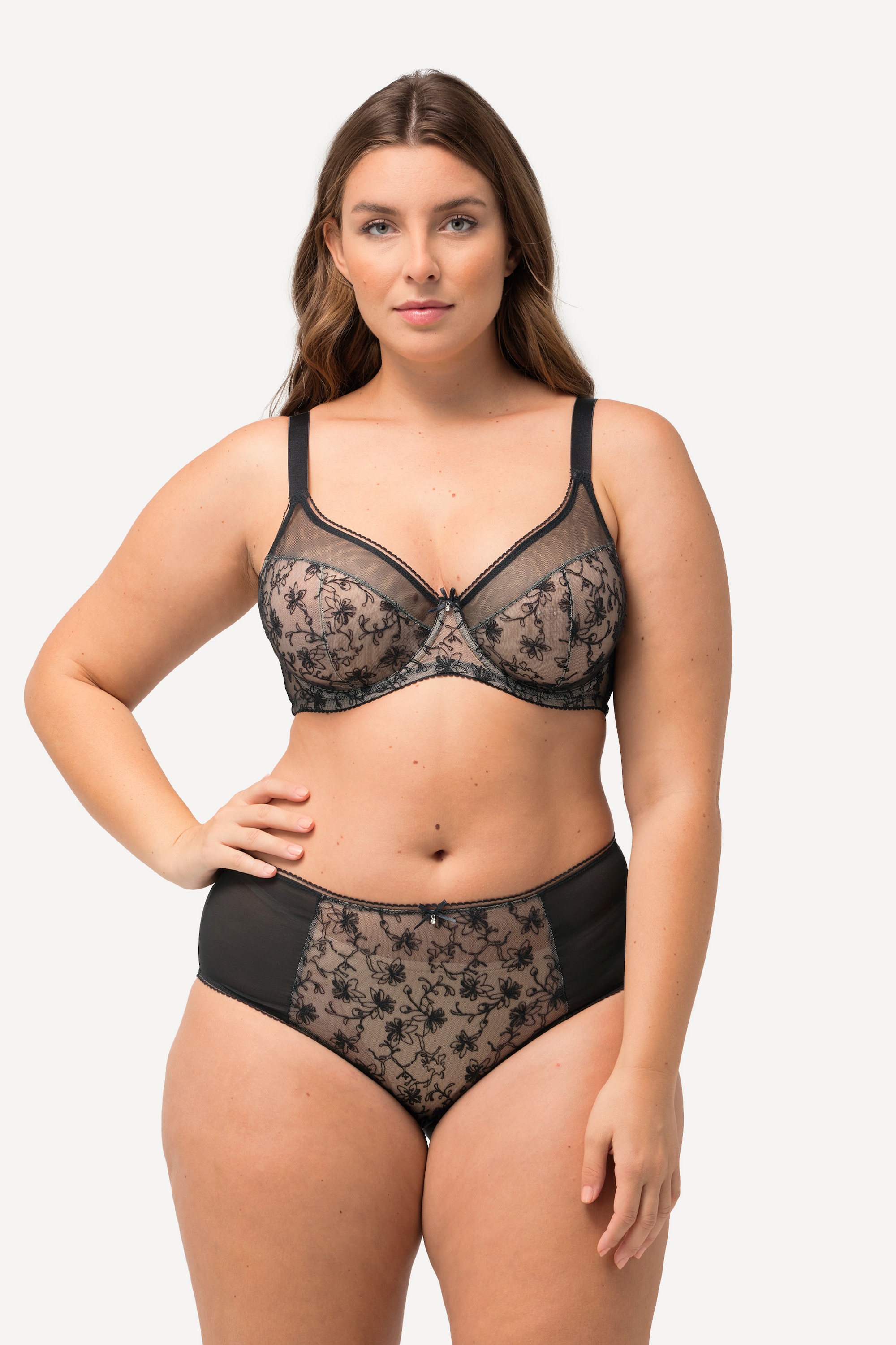Culotte midi, mesh, dentelle florale, ULLA POPKEN