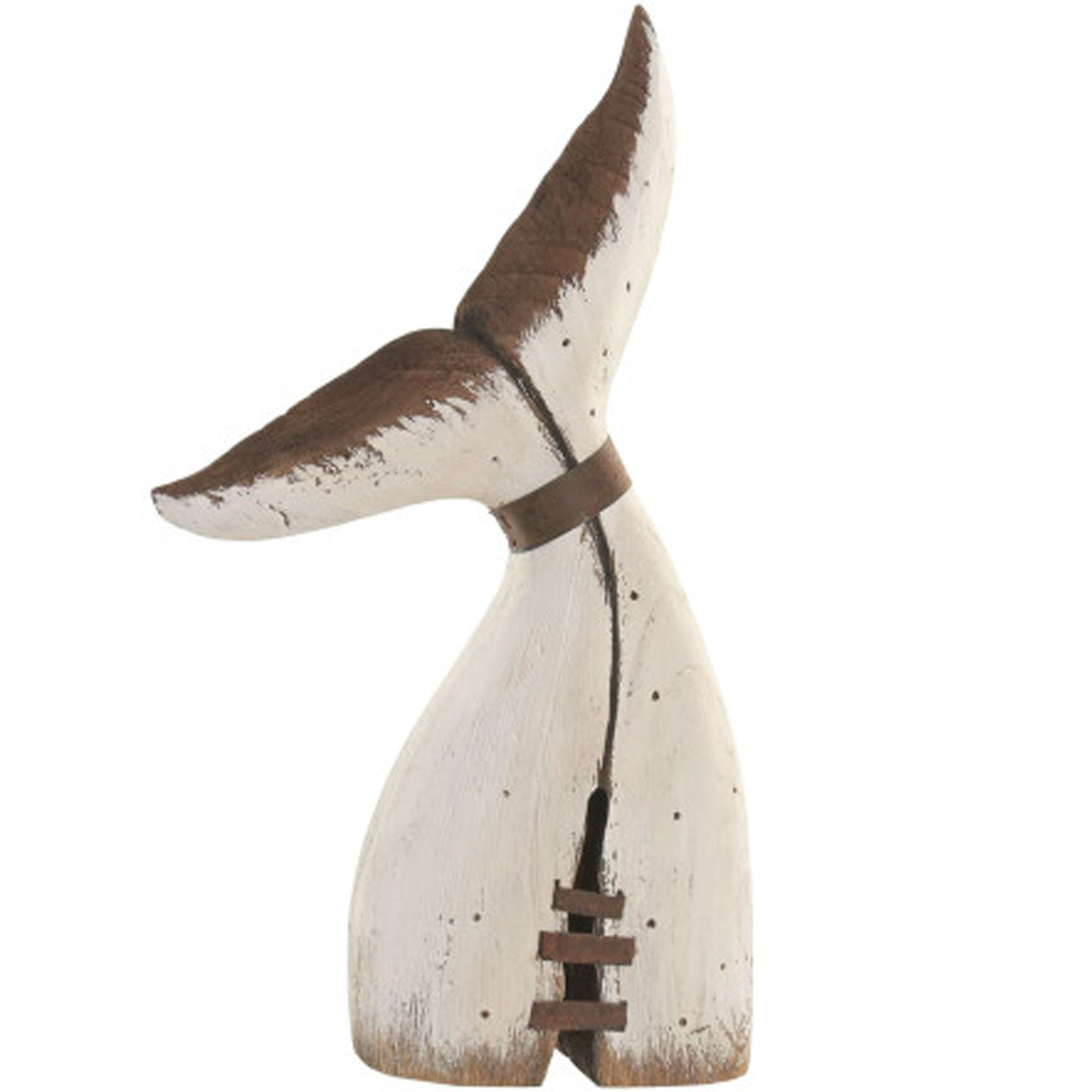 Statue déco à poser bois queue de baleine 18x7.5x34cm, WADIGA