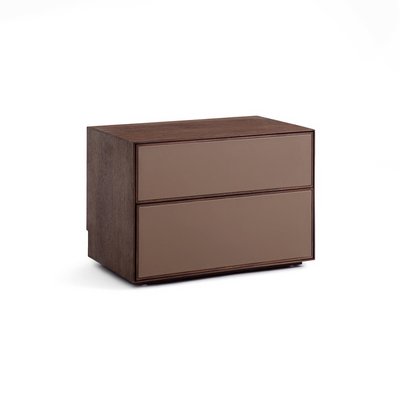 Mikube Walnut and Leather 2-Drawer Cabinet AM.PM