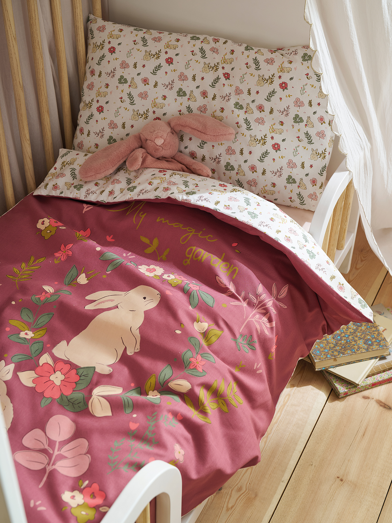Parure housse de couette + taie d'oreiller LAPIN ENCHANTÉ, VERTBAUDET