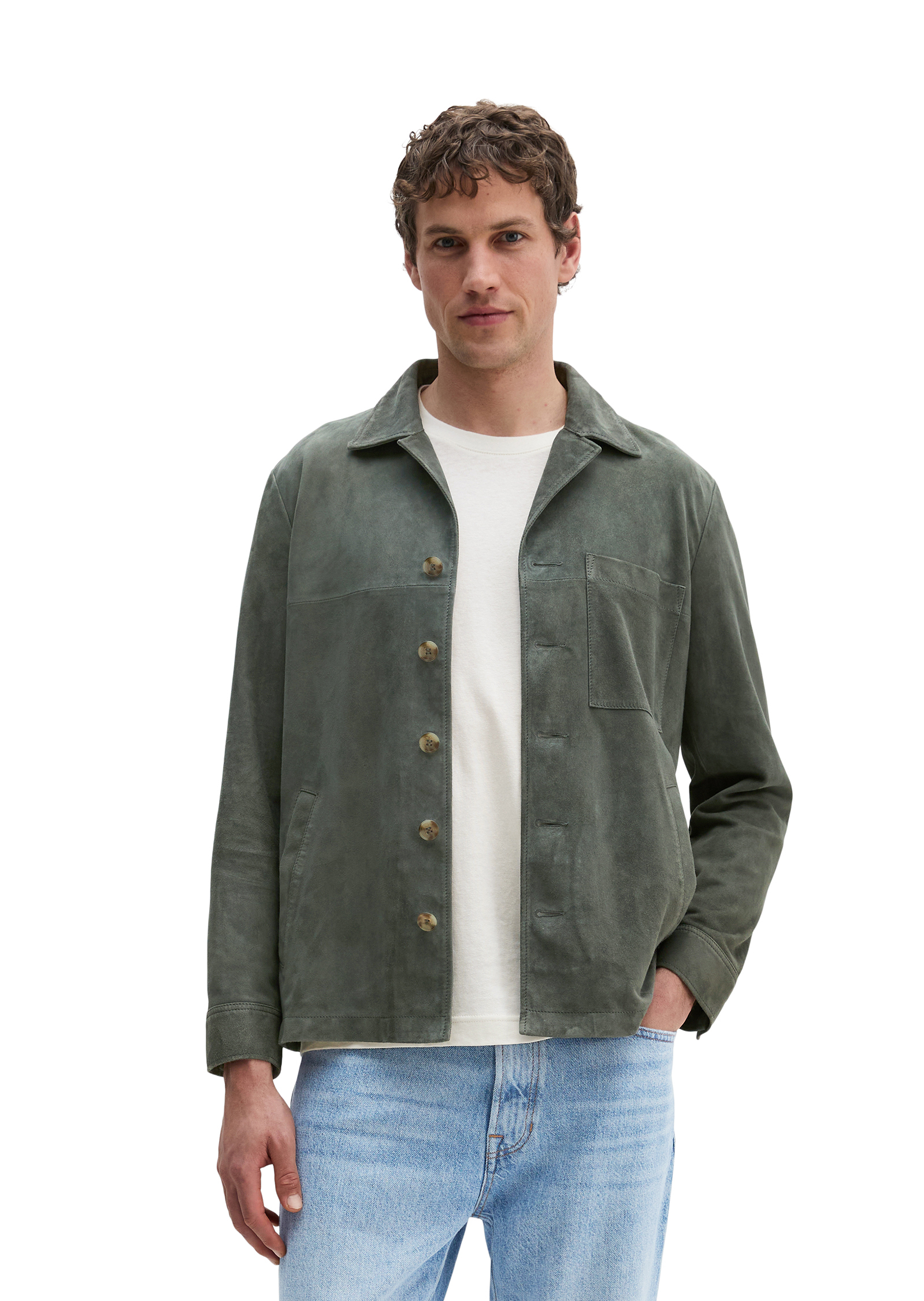 Veste en cuir régulière en cuir velours doux, MARC O'POLO