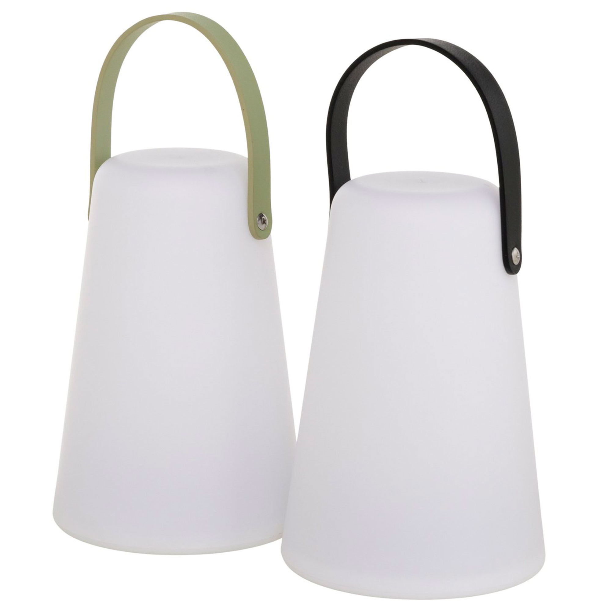 Set de 2 lanternes extérieures LED blanc, noir et vert 13.5x13.5x20.5cm, WADIGA