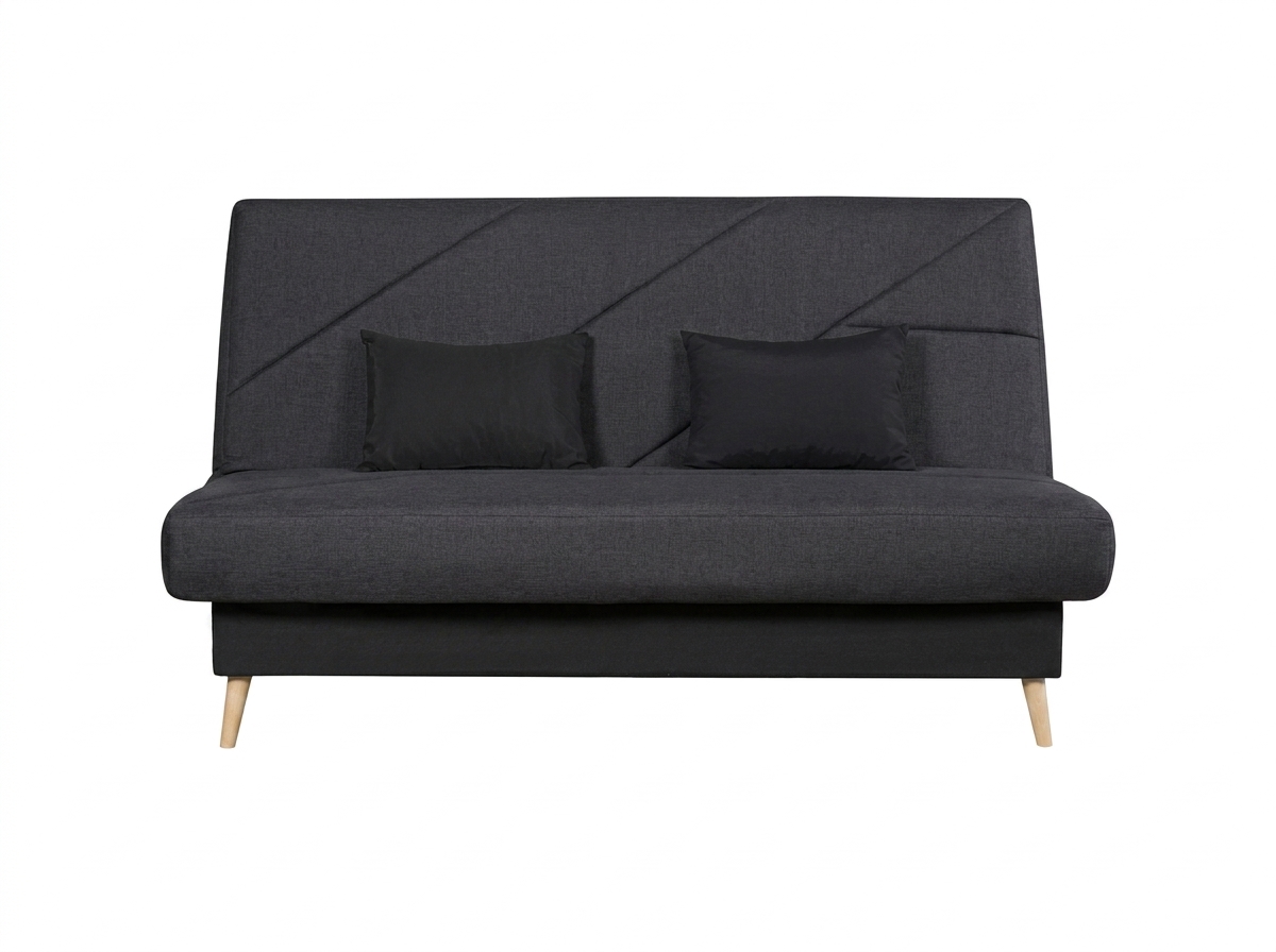 Banquette convertible ZEPHIR clic clac, couchage 130x190, avec 2 coussins OFFERTS, Aba anthracite, RELAXIMA