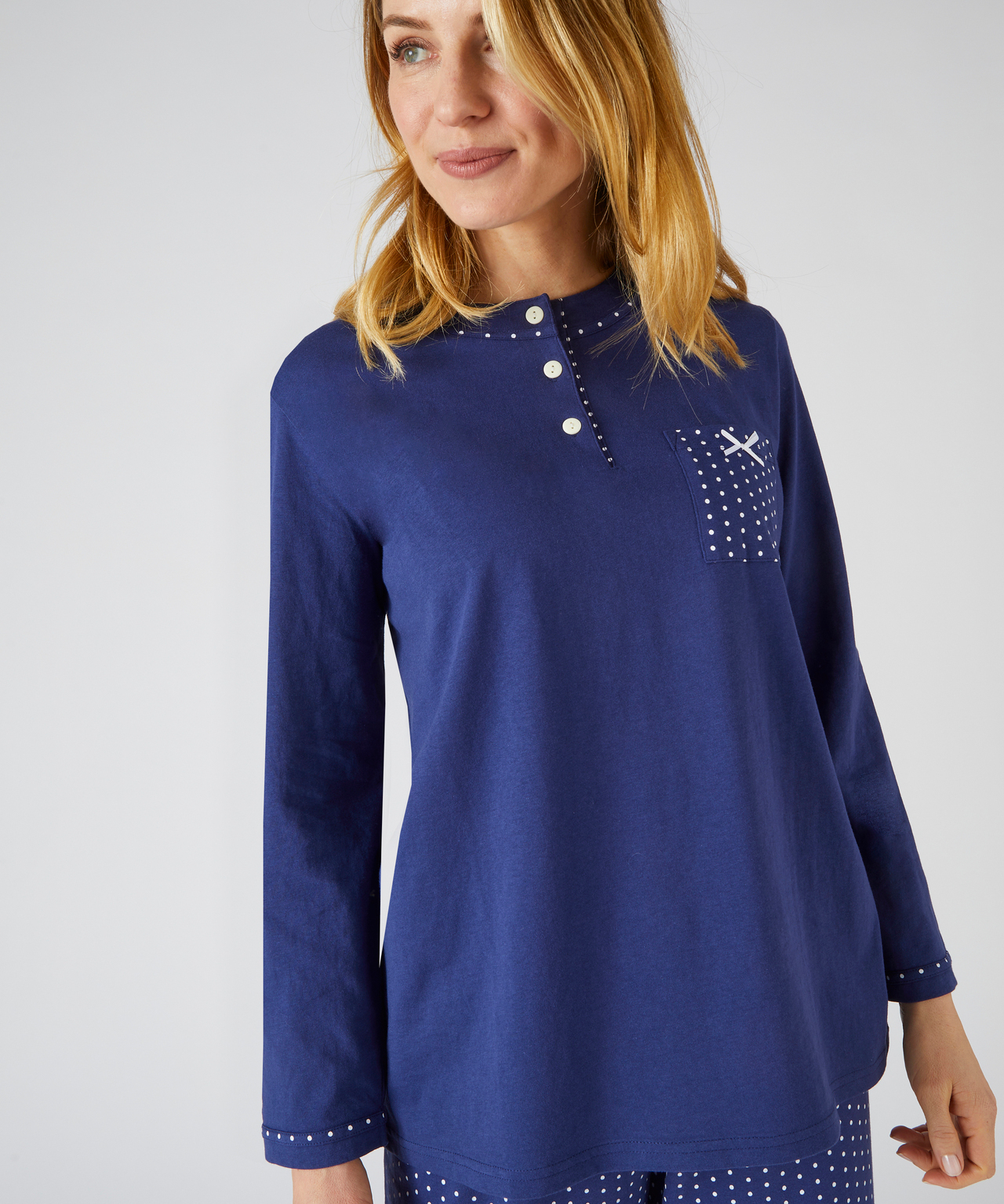 Pyjama Femme Damart En Maille Jersey Coton - Doux, Confortable, Uni Et Imprimé Plumetis - Tailles XS à XXL