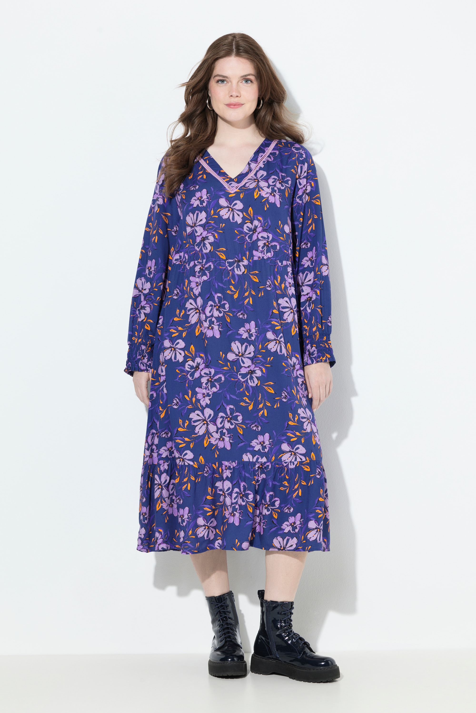 Robe midi à fleurs, coupe évasée, ULLA POPKEN