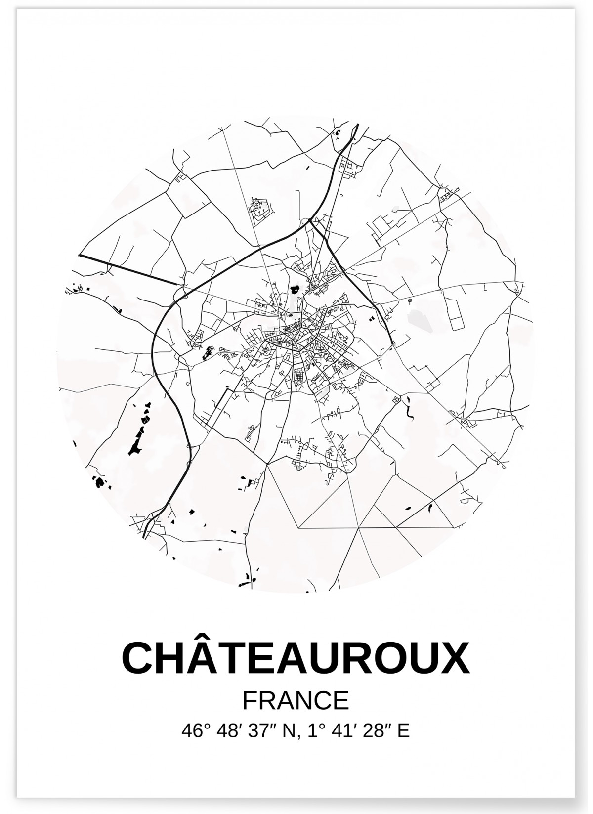 Affiche Carte Châteauroux, L'AFFICHERIE