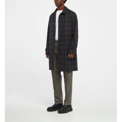 Manteau mi long larcheck tartan laine recycl e marron Galeries