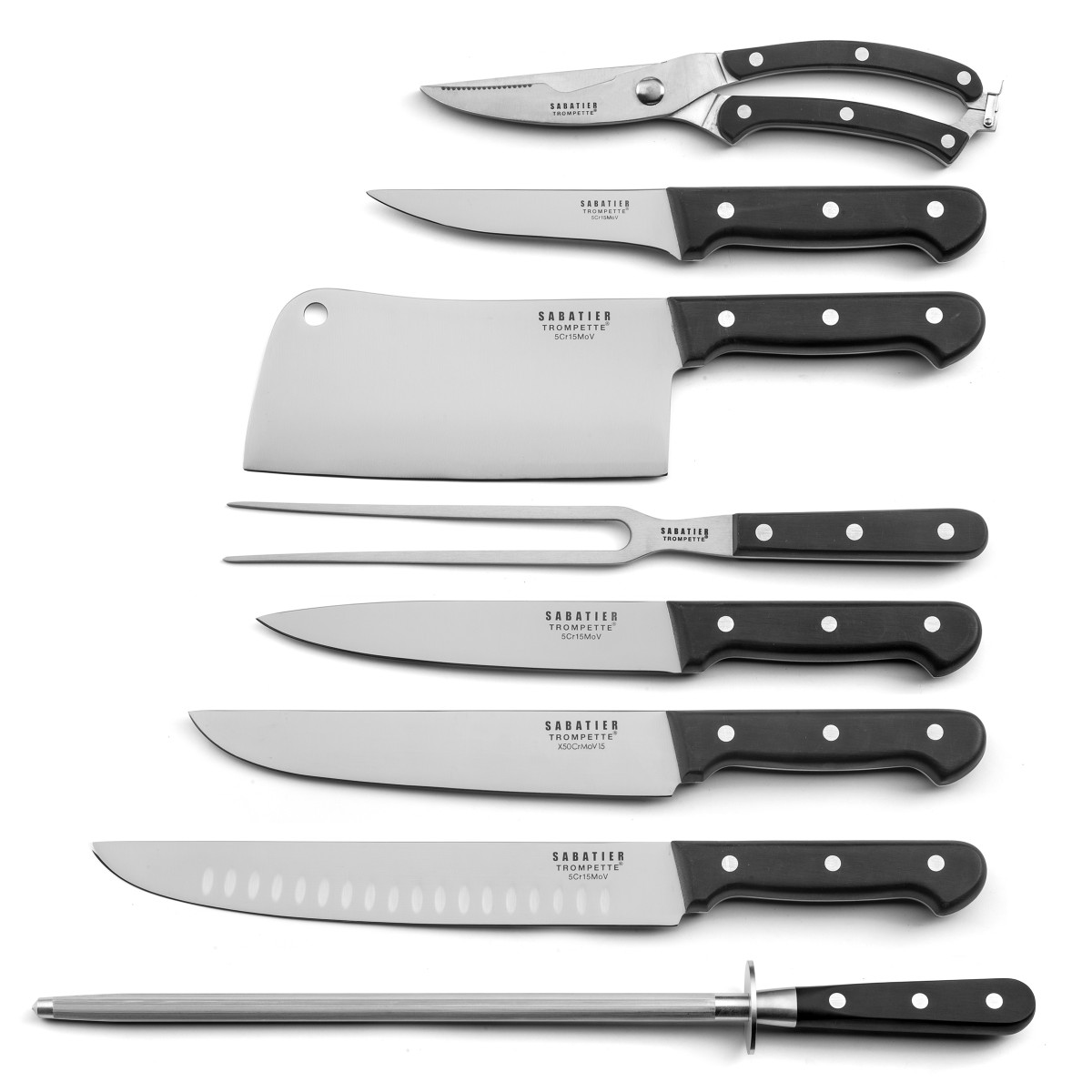 Set 8 couteaux de boucher - UNIVERSAL, SABATIER TROMPETTE